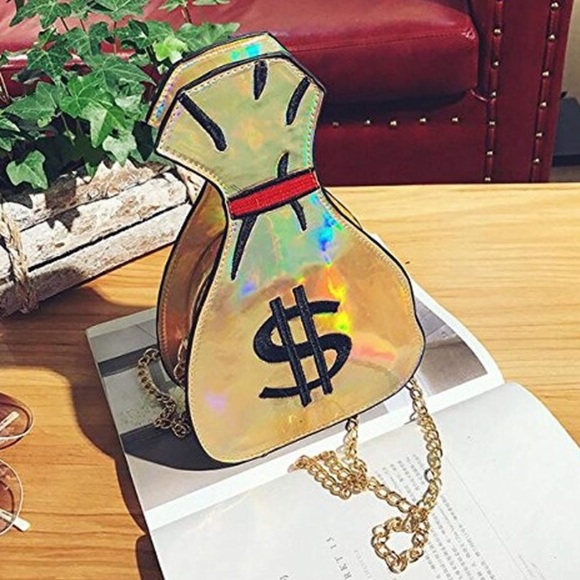 - $$✨ GOLD UNIQUE MONEY BAGS PURSE *NWT* $$✨ - Picture 4 of 8